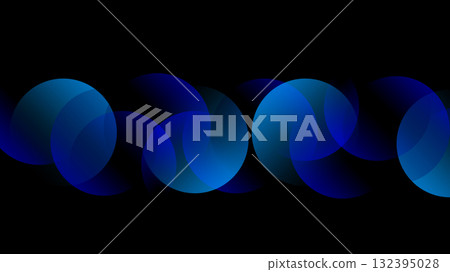 Abstract Blue Gradient Circles on Black Background 132395028