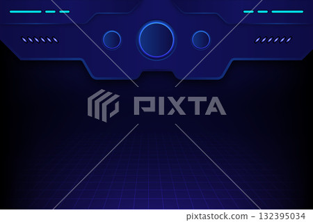 Futuristic blue sci-fi interface background with glowing digital elements 132395034