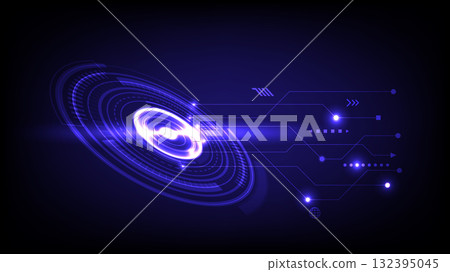 Futuristic Digital Interface with Glowing Blue Tech Elements Futuristic Digital Interface with Glowing Blue Tech Elements 132395045