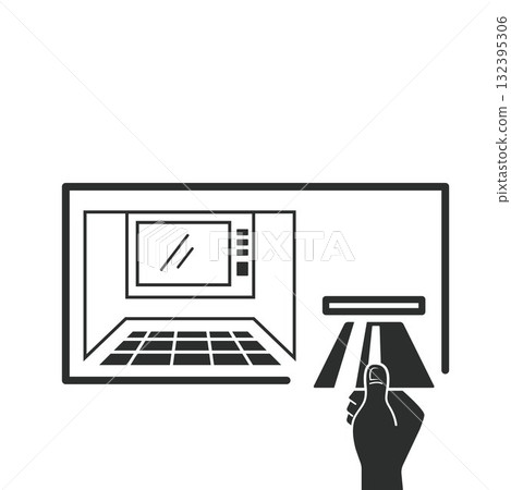hand inserting credit card in atm machine icon vector concept design template hand inserting credit card in atm machine icon vector concept design template 132395306