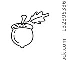 oak acorn nut line icon vector concept design element template 132395336