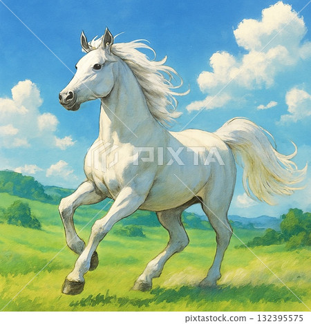 「一匹白馬在草原上馳騁」 一匹夢幻般的白馬在藍天下奔跑 “一匹美麗的白馬在大自然中馳騁” 「一匹白馬在草原上馳騁」 一匹夢幻般的白馬在藍天下奔跑 “一匹美麗的白馬在大自然中馳騁” 132395575