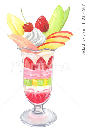 Illustration of fruit parfait Illustration of fruit parfait 132395597