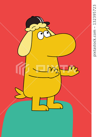 Cartoon Dog with Hat 132395723