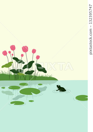 Frog in a Lotus Pond Frog in a Lotus Pond 132395747