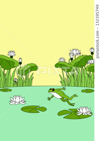 Frog Leaping Across Lily Pads Frog Leaping Across Lily Pads 132395749