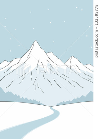 Minimalist Winter Mountain Landscape 132395778