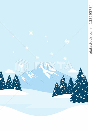 Minimalist Winter Mountain Landscape 132395784