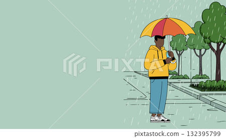 Man with Umbrella in the Rain Man with Umbrella in the Rain 132395799