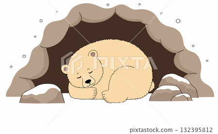 Sleeping Polar Bear in Cave Sleeping Polar Bear in Cave 132395812