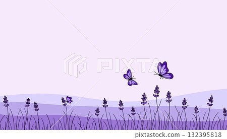 Lavender Field with Butterflies Lavender Field with Butterflies 132395818