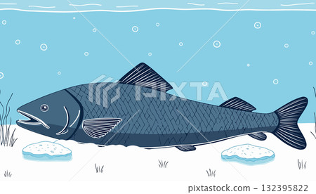 Illustration of a Fish in Water 132395822