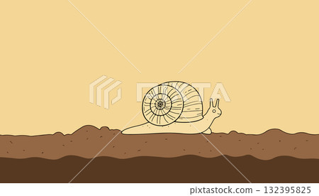Cartoon Snail on Soil 132395825