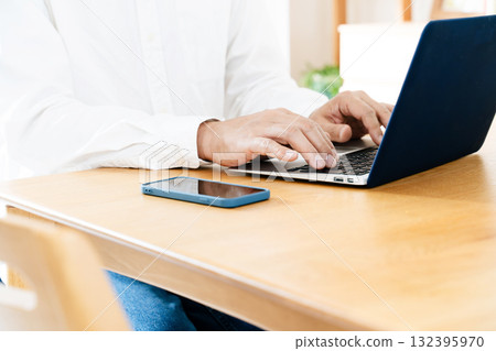 Hand of a man manipulating a smartphone Hand of a man manipulating a smartphone 132395970