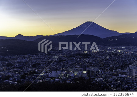Hadano city and Mt. Fuji as seen from Koboyama Park 132396674