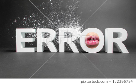 錯誤字母和嘴唇超現實複合圖像生成人工智慧 132396754