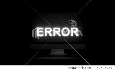 Conceptual image of error message and broken screen generative ai 132396755