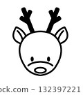 Simple reindeer icon | Christmas illustration material 132397221