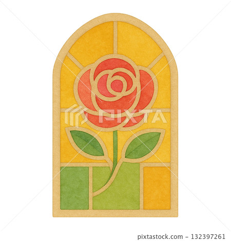Rose stained glass window illustration Rose stained glass window illustration 132397261