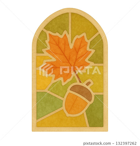 Autumn stained glass window illustration Autumn stained glass window illustration 132397262