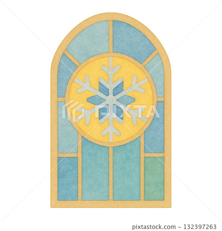 Winter stained glass window illustration Winter stained glass window illustration 132397263