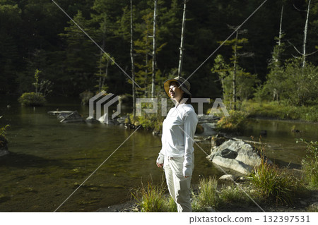 Woman sightseeing in nature Woman sightseeing in nature 132397531