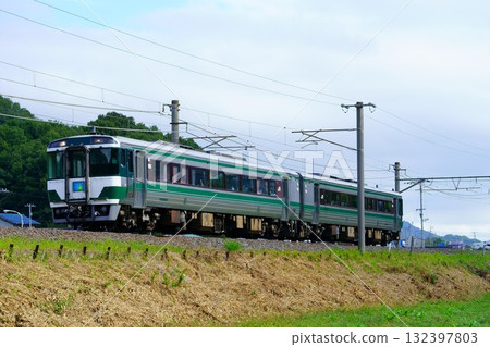 [木葉 185 系列 JNR 塗裝、2 輛編組列車] 特急石錘予讚線：國分～贊岐府中 132397803
