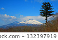 白雪皚皚的淺間山，形狀像富士山 132397919