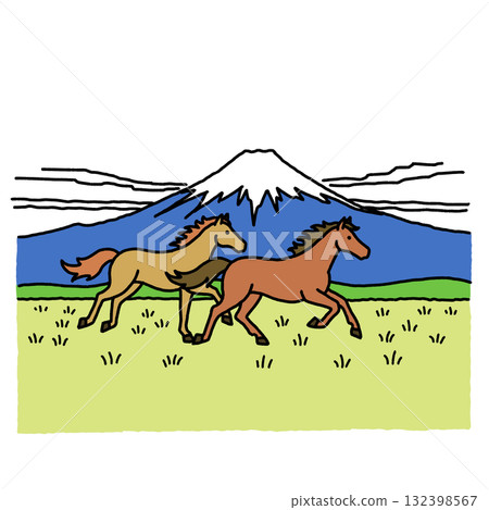馬和富士山 馬和富士山 132398567