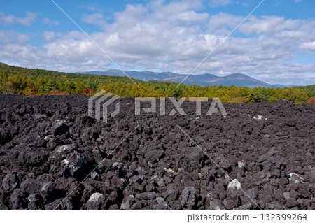 The Yakehashiri lava flow and Hachimantai scenery in Hachimantai City, Iwate Prefecture The Yakehashiri lava flow and Hachimantai scenery in Hachimantai City, Iwate Prefecture 132399264