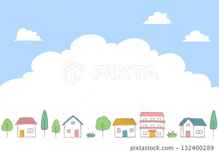 手繪住宅街道插圖03 手繪住宅街道插圖03 132400289