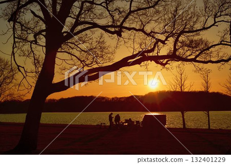 網走湖露營地的日落 132401229