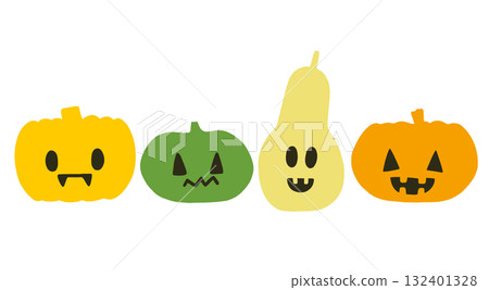 Halloween pumpkins lined up Halloween pumpkins lined up 132401328