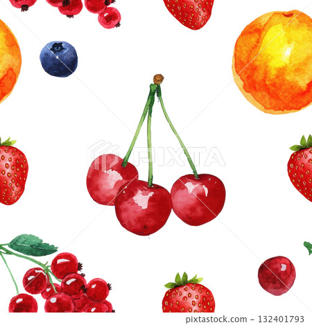 peach fruit pattern on white background 132401793