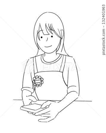幼兒園老師觸摸智慧型手機（線條畫） 132401963