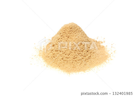 A heaping pile of rice bran powder [white background, cutout] 132401985