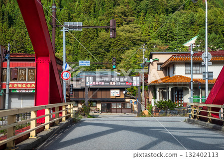 Scenery of Tochio Onsen in the Okuhida Onsen area Welcome arch Scenery of Tochio Onsen in the Okuhida Onsen area Welcome arch 132402113