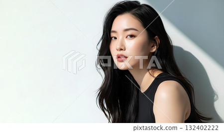 Portrait of a young woman with a cool and sophisticated look 132402222