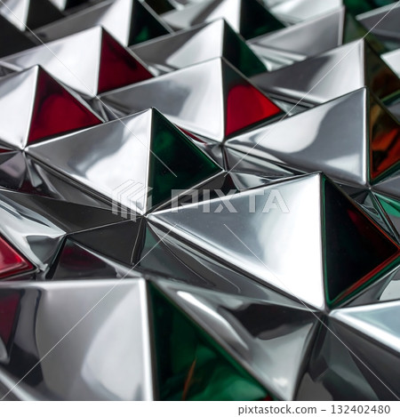 銀色和鉻色金字塔的幾何圖案 132402480