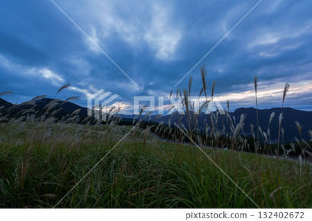 The sky is covered with clouds, leaving behind a thin sunset on the mountainside, and the silver grass on the plateau is losing its light. Soni Plateau The sky is covered with clouds, leaving behind a thin sunset on the mountainside, and the silver grass on the plateau is losing its light. Soni Plateau 132402672