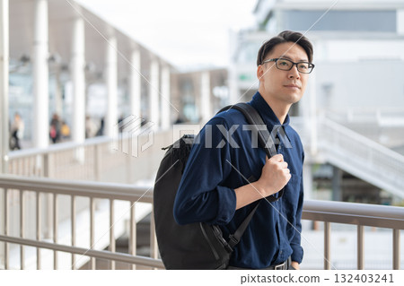 Man with backpack Man with backpack 132403241