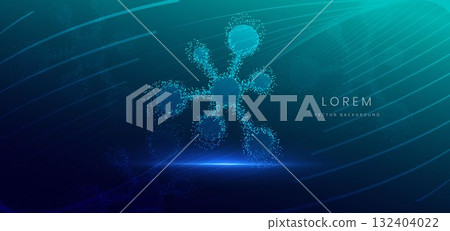 Particle futuristic molecules hi tech on dark blue background. Icon molecules concept. 132404022