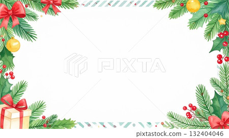 Hand-drawn Christmas frame background, 16:9 size, AI-generated material Hand-drawn Christmas frame background, 16:9 size, AI-generated material 132404046