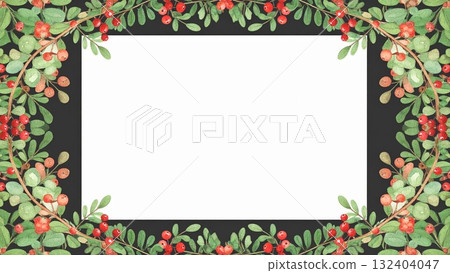 Hand-drawn Christmas frame background, 16:9 size, AI-generated material 132404047