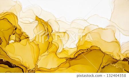 高品質、纖薄、細膩的黃色和金色酒精墨水藝術，16:9 尺寸，AI 生成素材 132404358