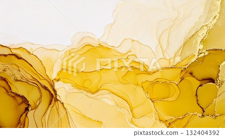 High-quality, thin, and subtle alcohol ink art in yellow and gold, 16:9 size, AI-generated material High-quality, thin, and subtle alcohol ink art in yellow and gold, 16:9 size, AI-generated material 132404392