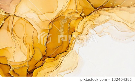 高品質、纖薄、細膩的黃色和金色酒精墨水藝術，16:9 尺寸，AI 生成素材 132404395