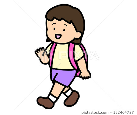 Asian girl waving goodbye 132404787