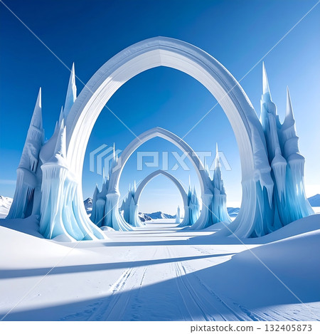 清澈的冬日景色和透明的冰層結構 132405873