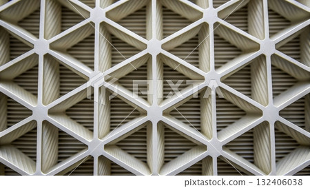 Unique geometric pattern of interlocking triangles created with a textured material for design 132406038